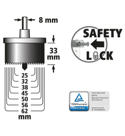 wolfcraft Scie cloche standard Acier tungstène 33 mm 2160000