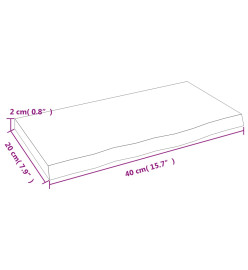 Étagère murale gris foncé 40x20x2 cm bois chêne massif traité