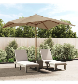 Parasol de jardin avec mât en bois taupe 300x300x273 cm