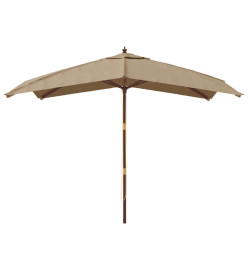 Parasol de jardin avec mât en bois taupe 300x300x273 cm