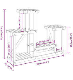 Support à fleurs 90x25x73,5 cm bois massif de sapin