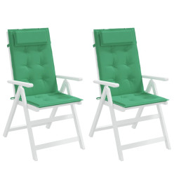 Coussins de chaise à dossier haut lot de 2 vert tissu oxford