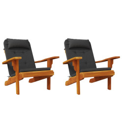 Coussins de chaise adirondack lot de 2 noir tissu oxford