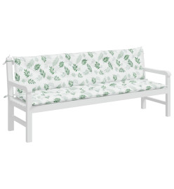 Coussins de banc de jardin lot de 2 motif de feuilles tissu