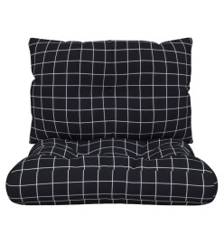 Coussins de palette 2 pcs motif à carreaux noir tissu Oxford