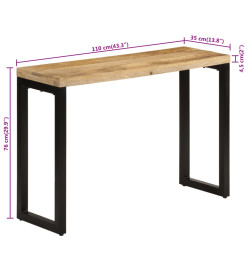 Table console 110x35x76 cm bois de manguier massif brut