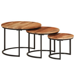 Tables gigognes 3 pcs bois massif d'acacia