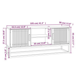 Meuble TV blanc 105x30x45 cm bois d'ingénierie et fer