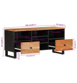 Meuble TV 100x33x46 cm bois d'acacia solide et d'ingénierie