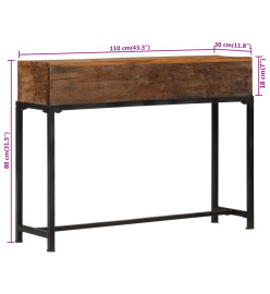 Table console 110x30x80 cm bois massif de récupération