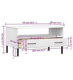 Table basse avec pieds en métal Blanc 85x50x45 cm Bois OSLO