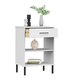 Armoire console avec pieds en métal Blanc Bois pin massif OSLO