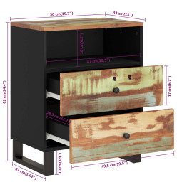 Table de chevet 50x33x62cm Bois de récupération et d'ingénierie