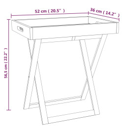 Table à plateau pliante 52x36x56,5 cm Bois massif de noyer