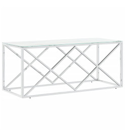 Table basse 110x45x45 cm acier inoxydable et verre