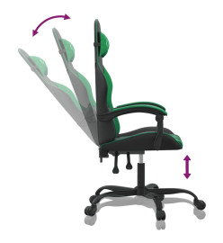 Chaise de jeu pivotante Noir et vert Similicuir