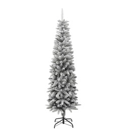 Sapin de Noël artificiel mince avec neige floquée 210 cm PVC/PE