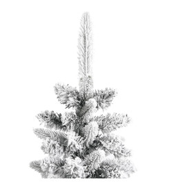 Sapin de Noël artificiel mince avec neige floquée 210 cm PVC/PE