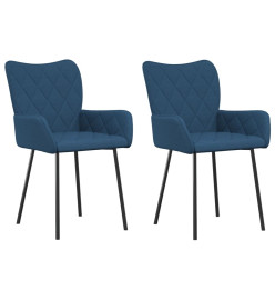 Chaises à manger 2 pcs bleu tissu