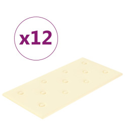 Panneaux muraux 12 pcs Crème 60x30 cm Similicuir 2,16 m²