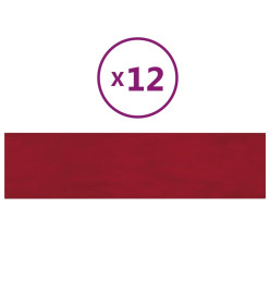 Panneaux muraux 12 pcs Rouge bordeaux 60x15 cm Velours 1,08 m²