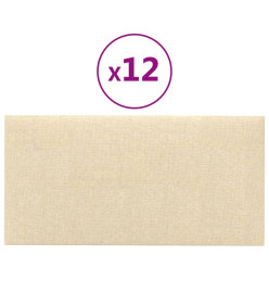 Panneaux muraux 12 pcs Crème 30x15 cm Tissu 0,54 m²