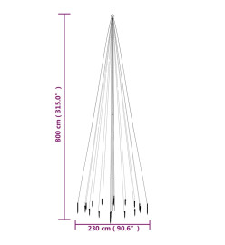 Sapin de Noël avec piquet 1134 LED Blanc froid 800 cm