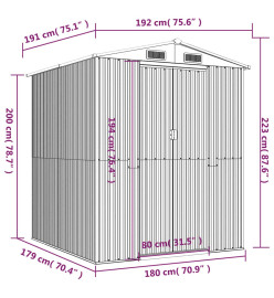 Abri de jardin Anthracite 192x191x223 cm Acier galvanisé