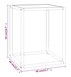 Table basse Noir avec verre marbre blanc 40x40x50 cm