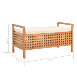 Banc de rangement 93x49x49 cm Bois de noyer massif