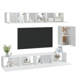 Ensemble de meubles TV 6 pcs Blanc Bois d'ingénierie