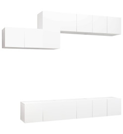 Ensemble de meuble TV 7 pcs Blanc Aggloméré