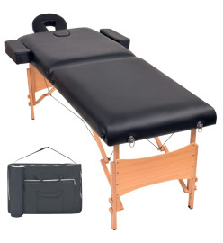 Table de massage pliable à 2 zones 10 cm d'épaisseur Noir