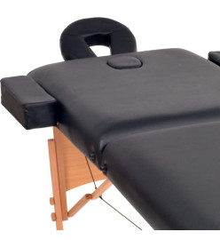 Table de massage pliable à 2 zones 10 cm d'épaisseur Noir