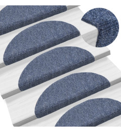 Tapis d'escalier auto-adhésif Poinçon aiguilleté 15 pcs Bleu