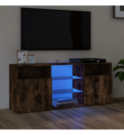 Meuble TV avec lumières LED Chêne fumé 120x30x50 cm