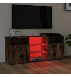 Meuble TV avec lumières LED Chêne fumé 120x30x50 cm