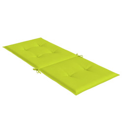 Coussins de chaise de jardin à dossier haut lot de 6 vert vif