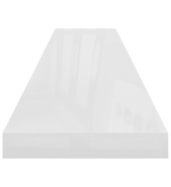 Étagère murale flottante 2pcs Blanc brillant 120x23,5x3,8cm MDF