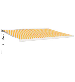 Auvent rétractable jaune et blanc 4,5x3 m tissu et aluminium