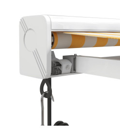 Auvent rétractable jaune et blanc 4,5x3 m tissu et aluminium