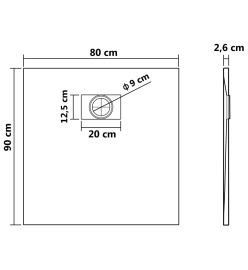 Receveur de douche SMC Marron 90x80 cm