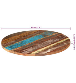 Dessus de table rond 80 cm 25-27 mm Bois de récupération solide