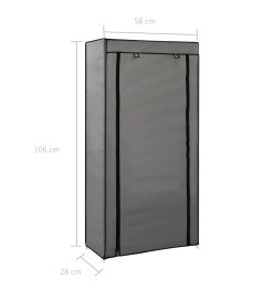 Armoire à chaussures avec housse Gris 58x28x106 cm Tissu