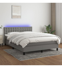 Sommier tapissier et matelas et LED Gris foncé 140x190 cm Tissu