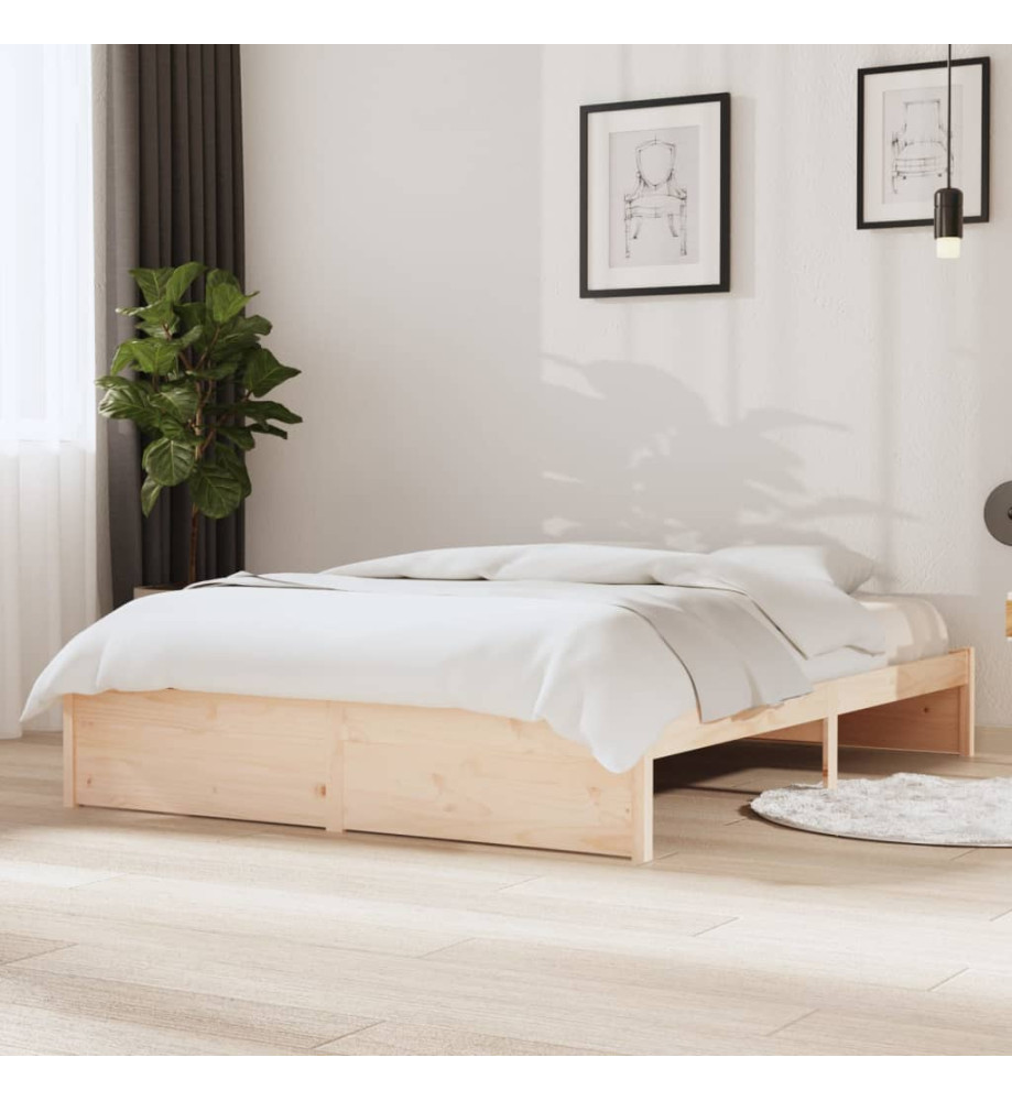 Cadre de lit Bois massif 135x190 cm Double Cadre de lit Bois massif 135x190 cm Double