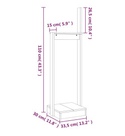 Porte-bûches Blanc 33,5x30x110 cm Bois massif de pin