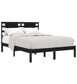 Cadre de lit Noir Bois de pin massif 140x190 cm