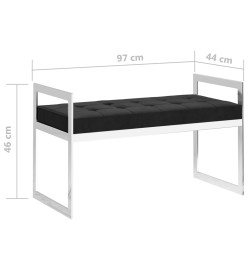 Banc 97 cm Noir Velours et acier inoxydable