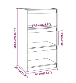 Bibliothèque/Séparateur de pièce Blanc 60x30x103,5cm Pin solide